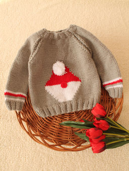 Woonie - Grey Handmade Santa Knit Sweater
