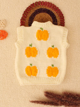 Woonie - Cream Handknitted Apple Design Sweater Vest