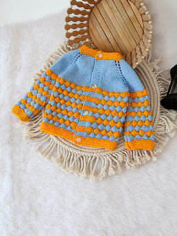 Woonie - Multicolour Handknitted Self Design Cardigan