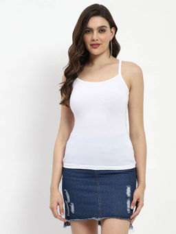 Madame - Solid Cotton Blend Crop Tank Top