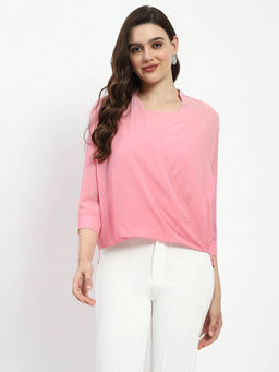 Madame - Pink Solid Wrap Top