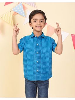 Fabindia - Blue Cotton Hand Block Printed Shirt