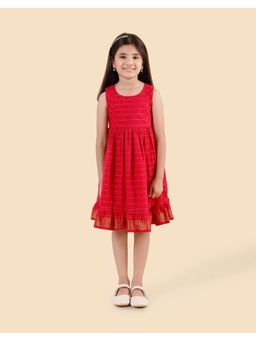 Fabindia - Pink Cotton Blend Knee Length Dress