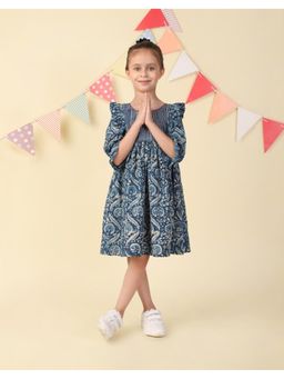 Fabindia - Indigo Cotton Dabu Printed Dress