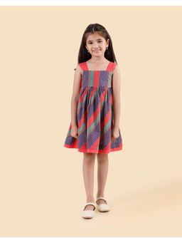Fabindia - Blue Cotton Stripes Printed Dress