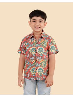 Fabindia - Pink Cotton Hand Block Floral Printed Shirt