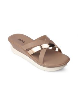 PEPPER - Criss Cross Slip On Wedges - Nude