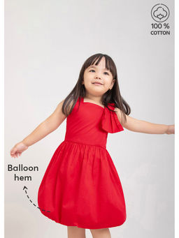 Hopscotch - Balloon-Hem Pure Cotton Knee Length Dress