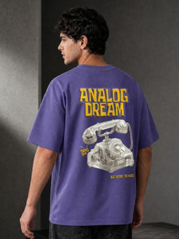 Nobero - Purple Graphic Oversized Fit T-Shirt