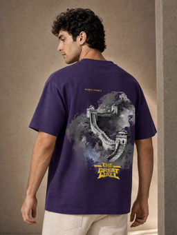 Nobero - Purple Graphic Oversized Fit T-Shirt