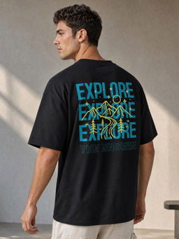 Nobero - Black Typography Oversized Fit T-Shirt