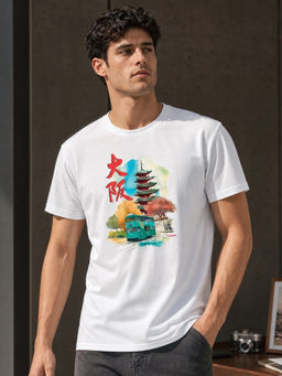 Nobero - White Graphic Regular Fit T-Shirt
