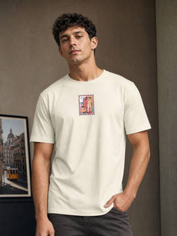 Nobero - White Graphic Regular Fit T-Shirt