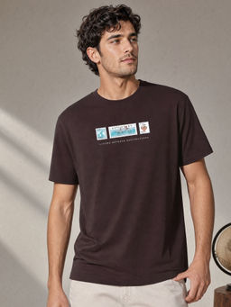 Nobero - Brown Graphic Regular Fit T-Shirt