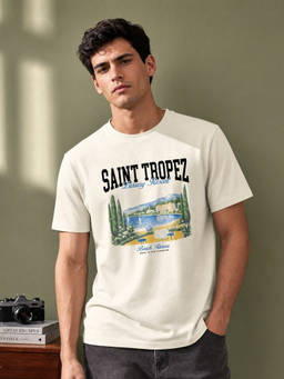 Nobero - White Graphic Regular Fit T-Shirt