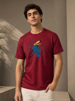 Nobero - Red Graphic Regular Fit T-Shirt