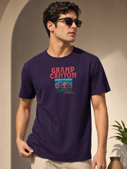 Nobero - Purple Graphic Regular Fit T-Shirt