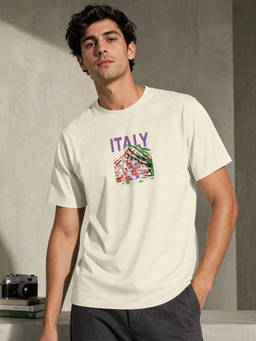 Nobero - White Graphic Regular Fit T-Shirt