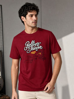 Nobero - Red Graphic Regular Fit T-Shirt
