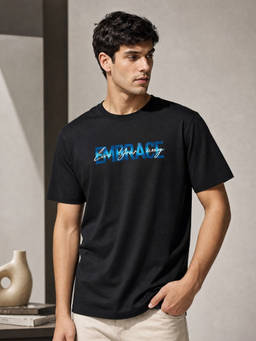 Nobero - Black Typography Regular Fit T-Shirt