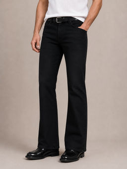 Perch - Black Solid Bootcut Fit Jeans