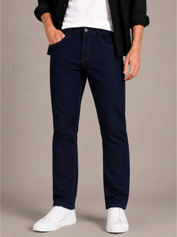 Perch - Navy Blue Solid Slim Fit Jeans