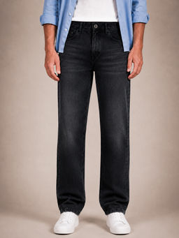 Perch - Black Solid Straight Fit Jeans