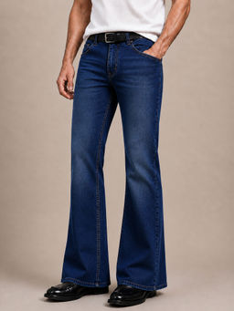 Perch - Blue Solid Bootcut Fit Jeans
