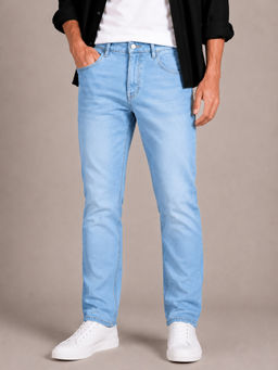 Perch - Blue Solid Slim Fit Jeans