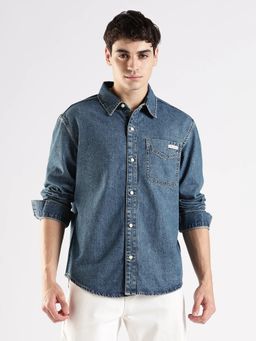 Calvin Klein - Solid Blue Regular Fit Cotton Shirt