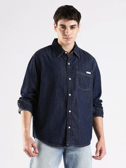 Calvin Klein - Solid Regular Fit Cotton Blue Shirt