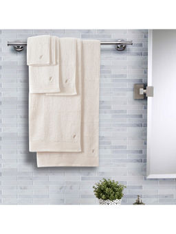 Maspar - Colorart 550GSM Embedded Stripe Solid Cream Towels (Set of 6)