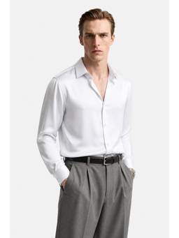 Snitch - White Solid Full Sleeves Slim Formal Shirt for Men