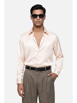 Snitch - Peach Solid Full Sleeves Slim Formal Shirt for Men