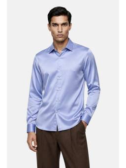 Snitch - Blue Solid Full Sleeves Slim Formal Shirt for Men