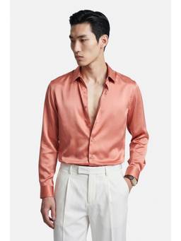 Snitch - Coral Solid Full Sleeves Slim Formal Shirt for Men