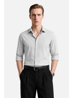 Snitch - Light Grey Solid Full Sleeves Slim Work Shirt for Men