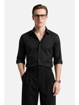 Snitch - Black Solid Full Sleeves Slim Work Shirt for Men