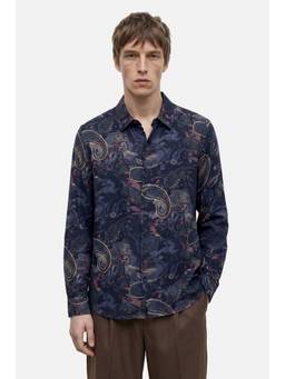 Snitch - Dark Blue Paisley Full Sleeves Regular Semi Formal Shirt for Men
