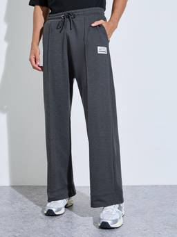 Styli - Men Grey Solid Drawstring Waist Relaxed Regular Trackpant