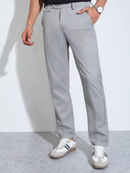 Styli - Men Grey Solid Slim Fit Formal Stretch Chinos