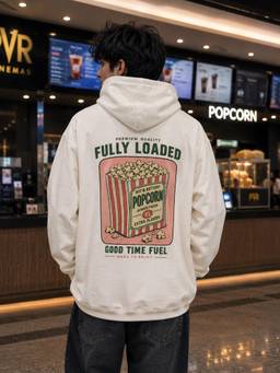Bene Kleed - Men White Graphic Relaxed Fit Hoodie