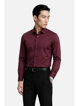 Snitch - Burgundy Solid Full Sleeves Slim Formal Shirt for Men