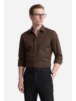 Snitch - Brown Solid Full Sleeves Slim Formal Shirt for Men