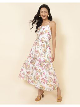 Fabindia - White Cotton Viscose Printed Midi Dress