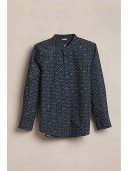 Allen Solly - Boys Navy Blue Printed Casual Shirt