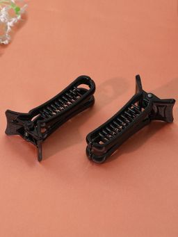 Estele - Black Color Banana Plastic Plain Claw Clips for Women or Girl Pack of 2