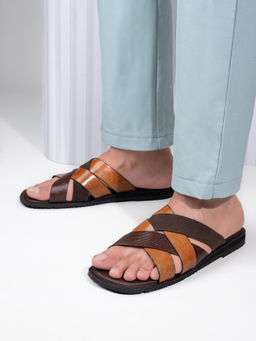 Alberto Torresi - Men 271 Trendy Non Stitched Strap Leather Slippers