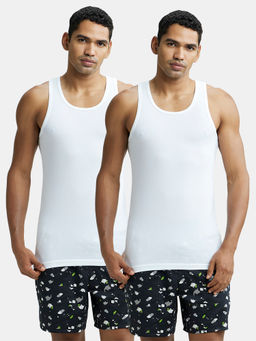 Jockey - 8820 Men Super Combed Cotton Round Neck Sleeveless Vest - White (Pack of 2)