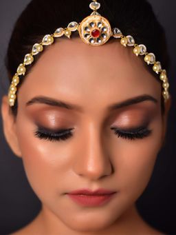 AG'S - Majenta Kundan Gold Plated Mathapatti